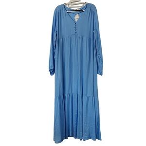 Maroths Midi Tiered‎ Dress in Sea Blue Size XL